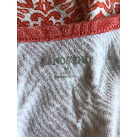 Lands’ End Tank Top Women’s Medium Orange Pattern Casual Sleeveless Cotton - Picture 4 of 6